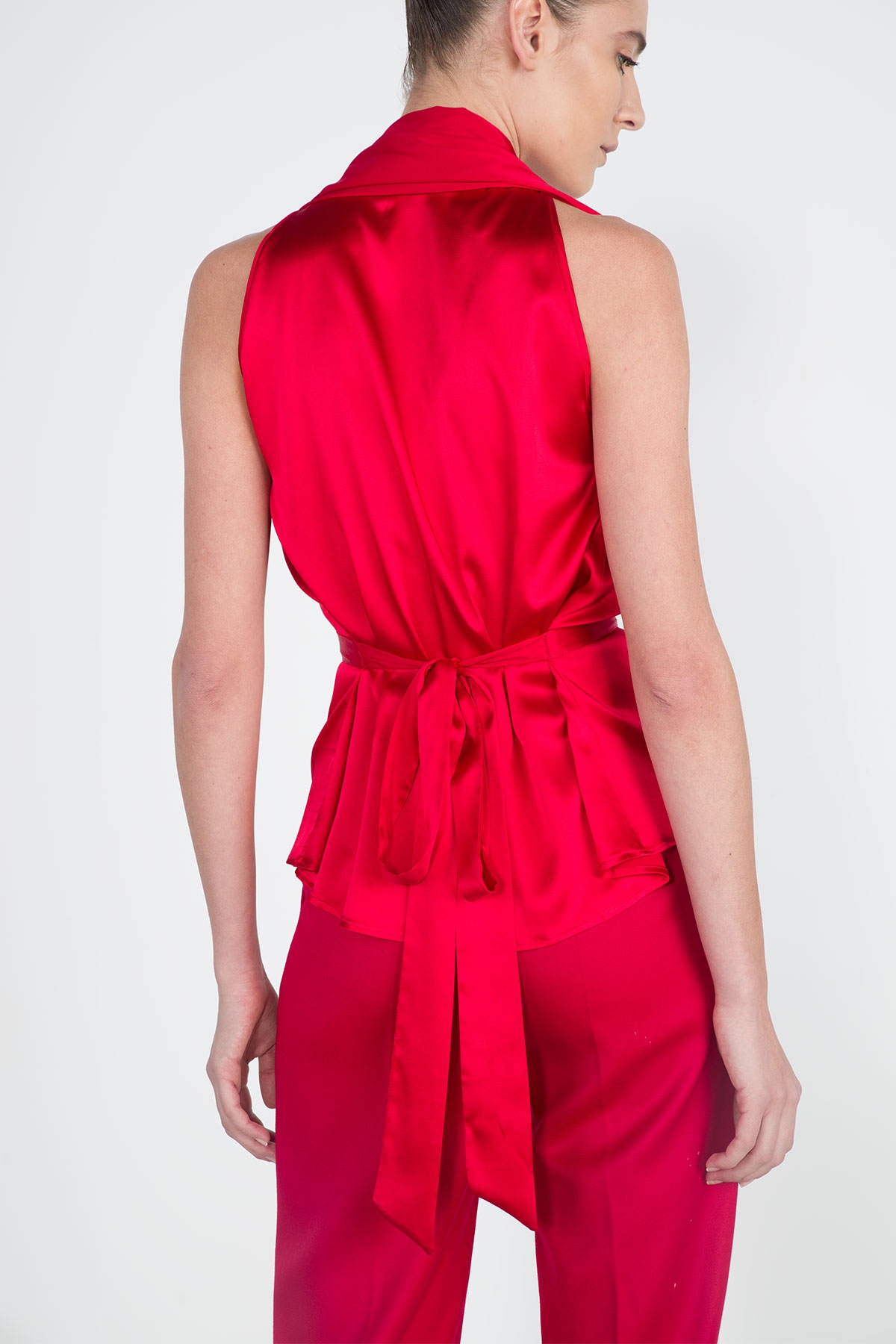 RED SILK BLOUSE - STYLAND